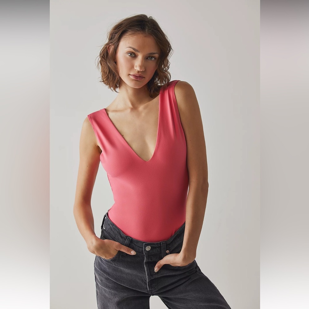 NWOT | Free People | Keep it Sleek Duo Bodysuit | Electropop/Coral | Size Small